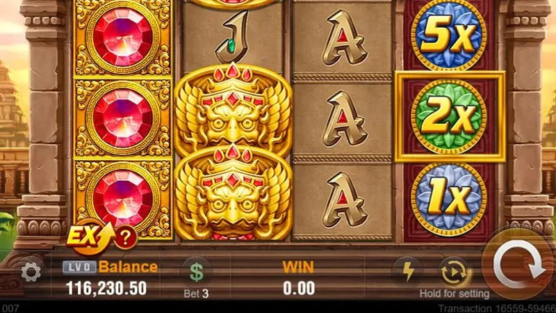 Garuda Wilds and 15x Multiplier Reel Blocks in Fortune Gems